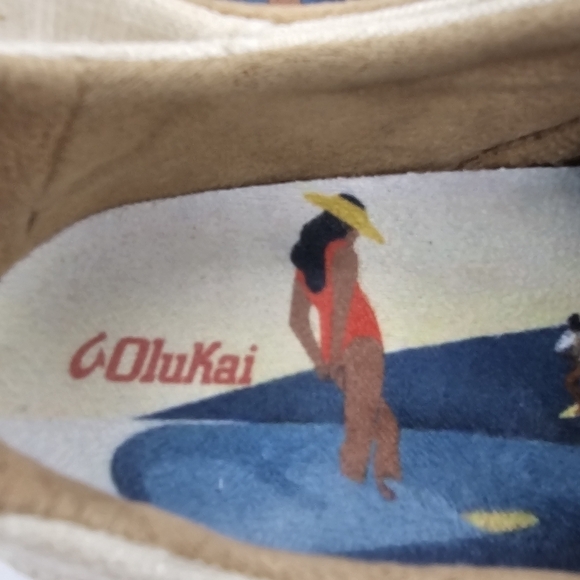 OluKai Kaula Pa'a Li Kaula Tan Tapa Lace Up Espadrille Convertible Sneaker Sz 7 - Picture 7 of 11